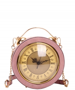 Vintage Real Clock Shoulder & Satchel Handbags A9346-1 Pink